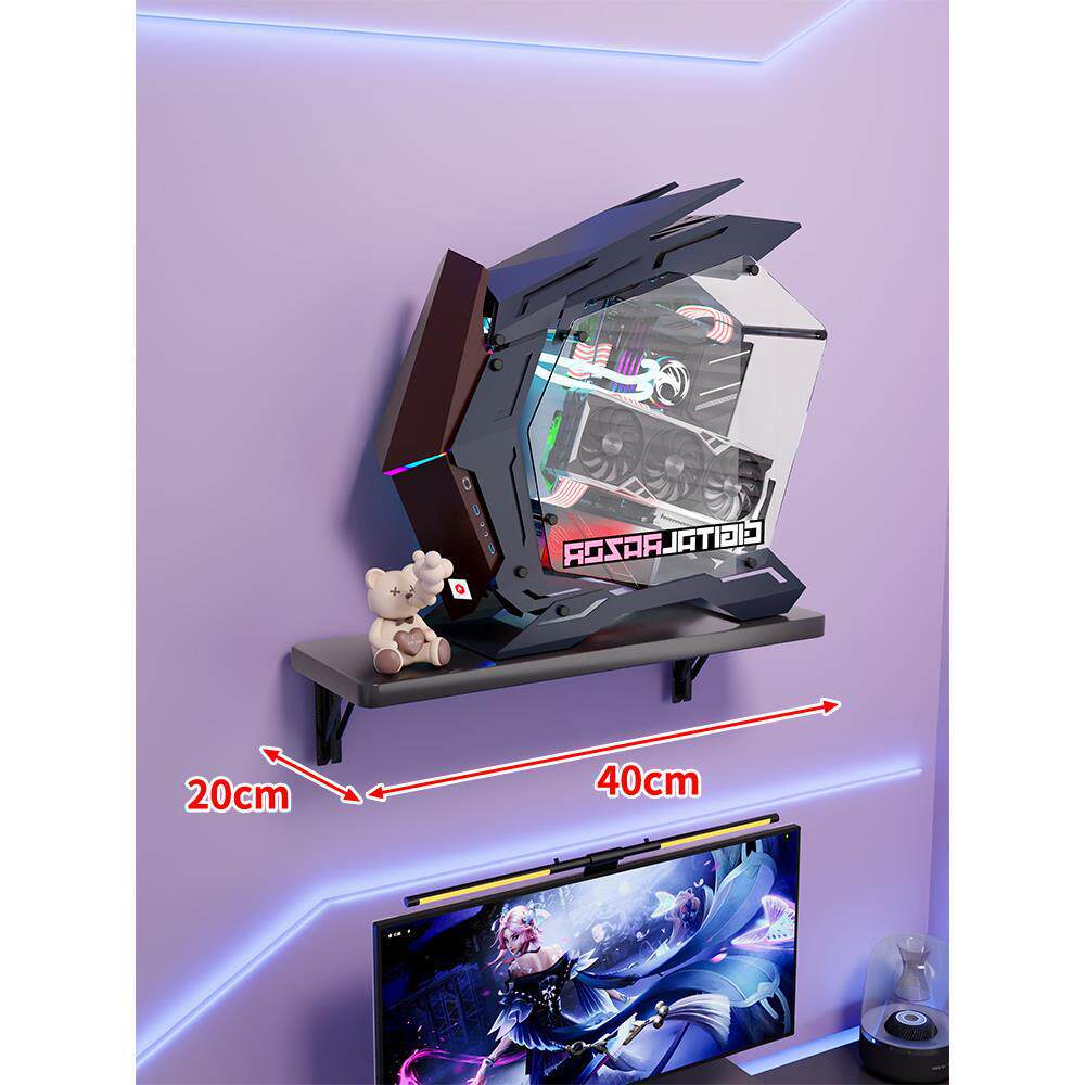 Wall-Mount Floating Shelf for Mid-Tower Gaming PC with Reinforced Brackets