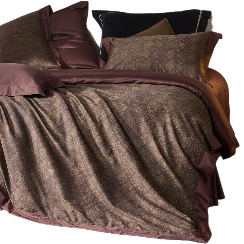 Reversible Sateen Medallion Duvet Cover Set with Hidden Closure