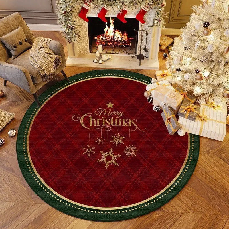 Christmas-Themed Round Area Rug for Home