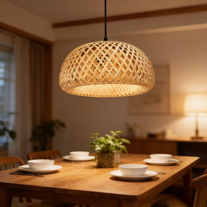 Elegant Woven Bamboo Pendant Light