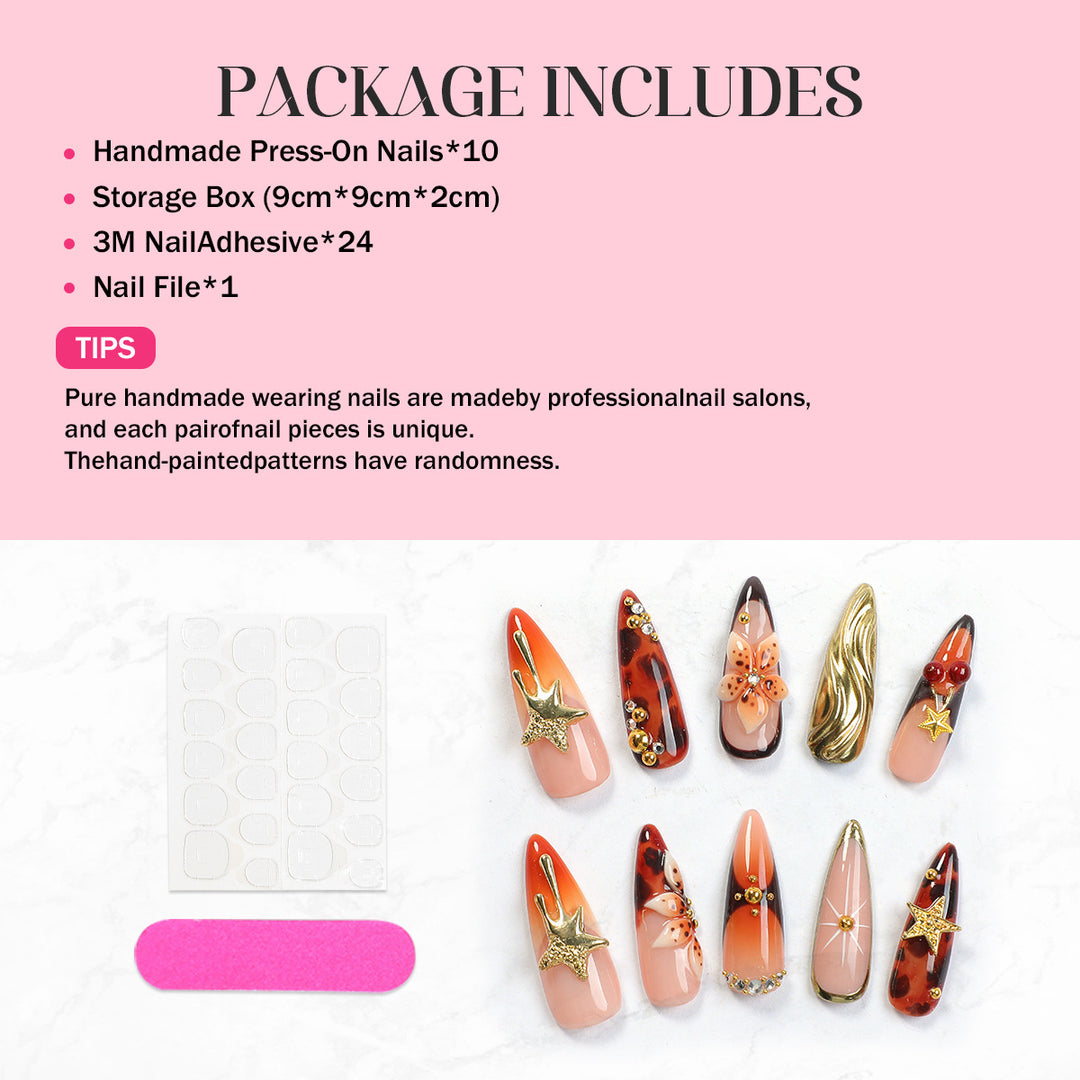 Acrylic nail set with elegant decorations Stornfield
