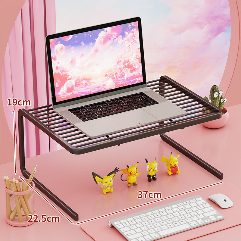 Two Tier Adjustable Metal Laptop and Monitor Riser with Ventilated Slatted Shelves