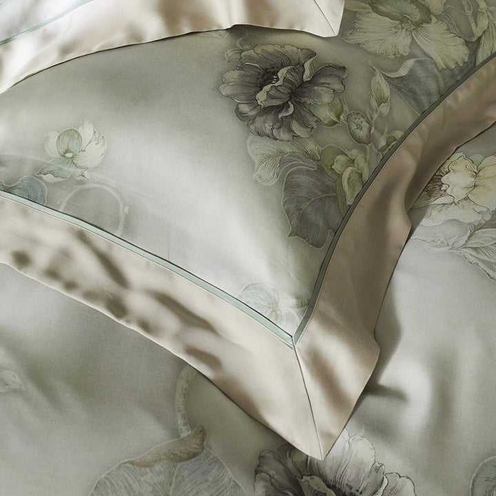 Premium cotton satin duvet cover set with watercolor flower pattern and silky matte touch