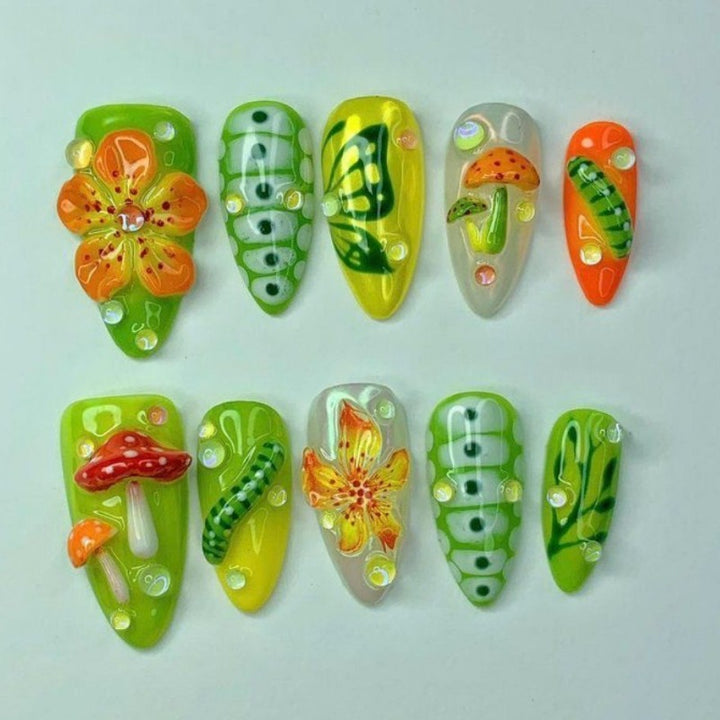 Creative Nature-Themed Press-On Nails Stornfield
