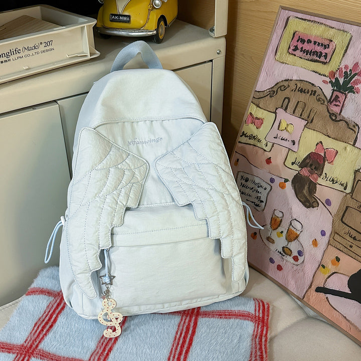 Cute Wing-Embellished Casual Backpack Stornfield