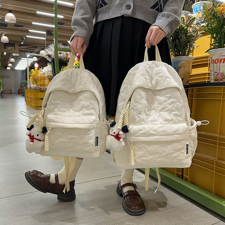 Quilted Backpack with Decorative Charm Stornfield