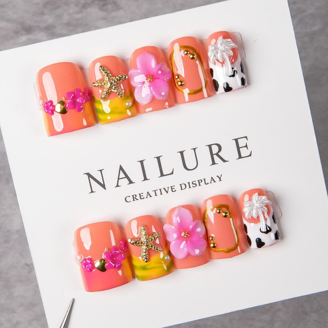 Floral Decoration Press-On Nail Set
