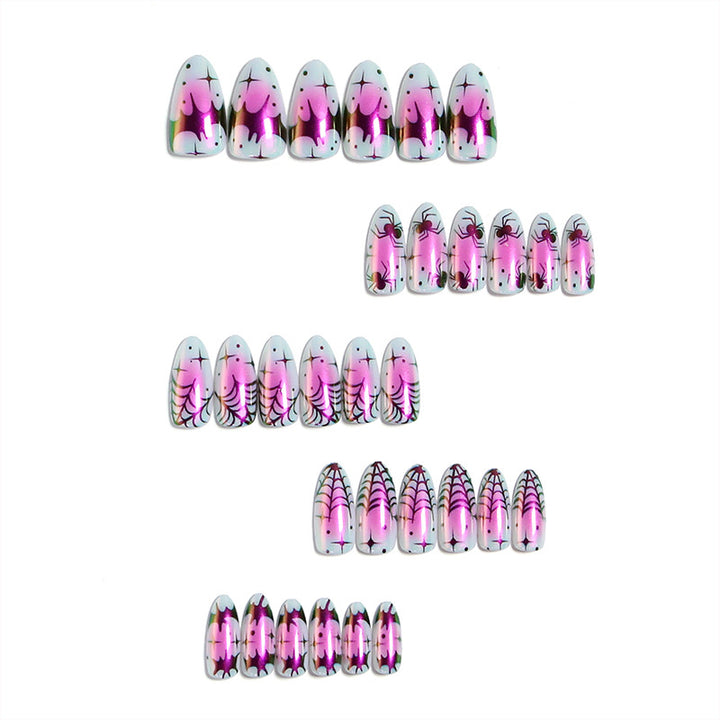 Creative nail art set with creepy spider design and colorful pattern Stornfield
