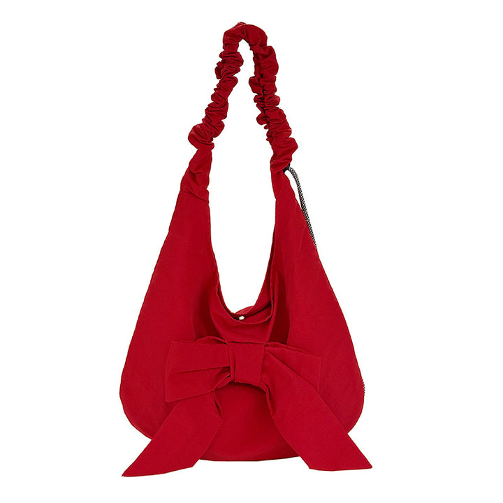 Elegant Bow-Embellished Slouchy Shoulder Bag