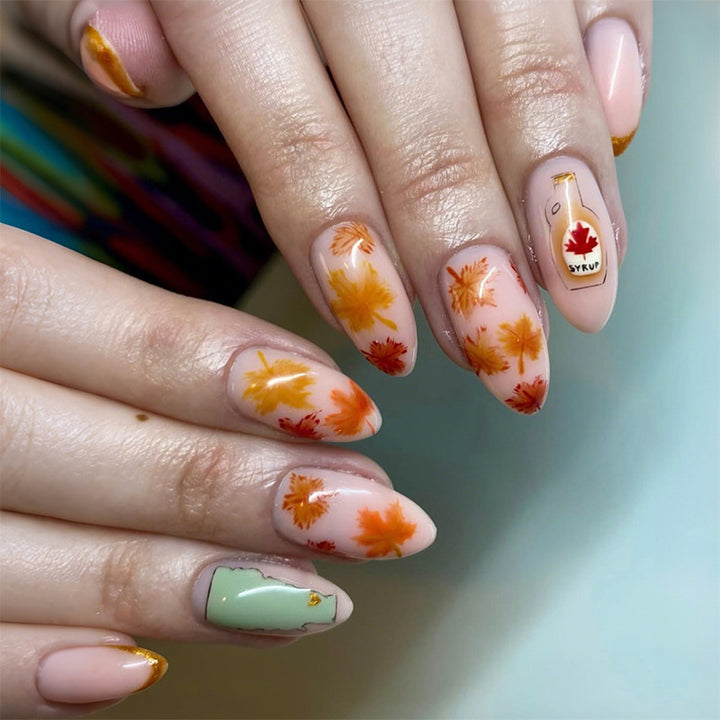 Autumn-Inspired Press-On Nail Art Set Stornfield