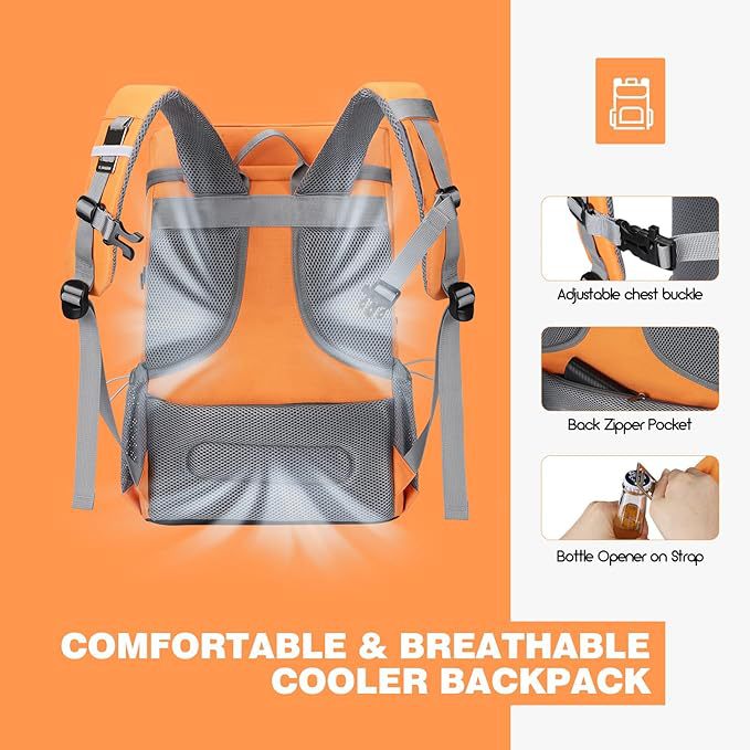 Unisex nan insulated picnic backpack with integrated cooler compartment, bottle holder and adjustable strap system Stornfield