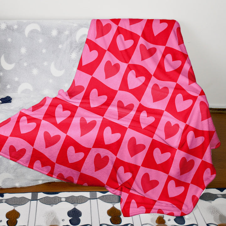 Heart Pattern Fleece Throw Blanket