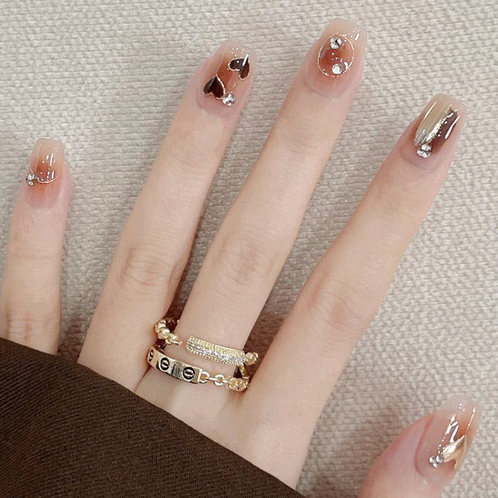 Elegant Glitter-Accent Press-On Nail Set