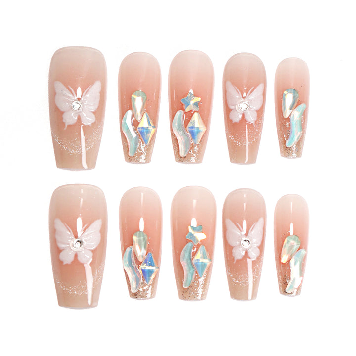 Artful Nail Extensions with Delicate Flower Design Stornfield