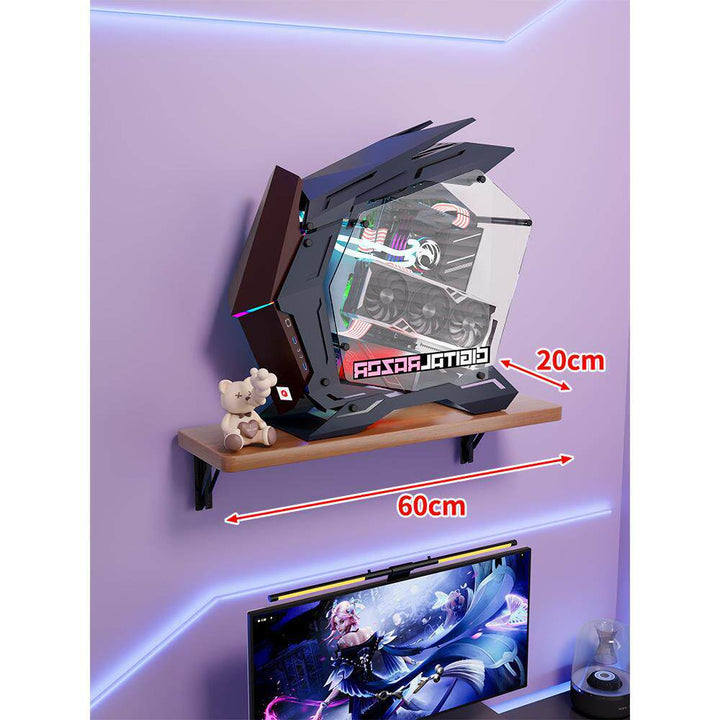 Wall-Mount Floating Shelf for Mid-Tower Gaming PC with Reinforced Brackets