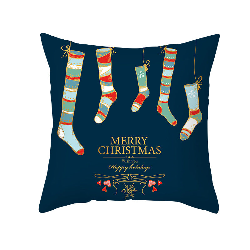 Decorative Holiday Throw Pillow Cover with Festive Ornament Print