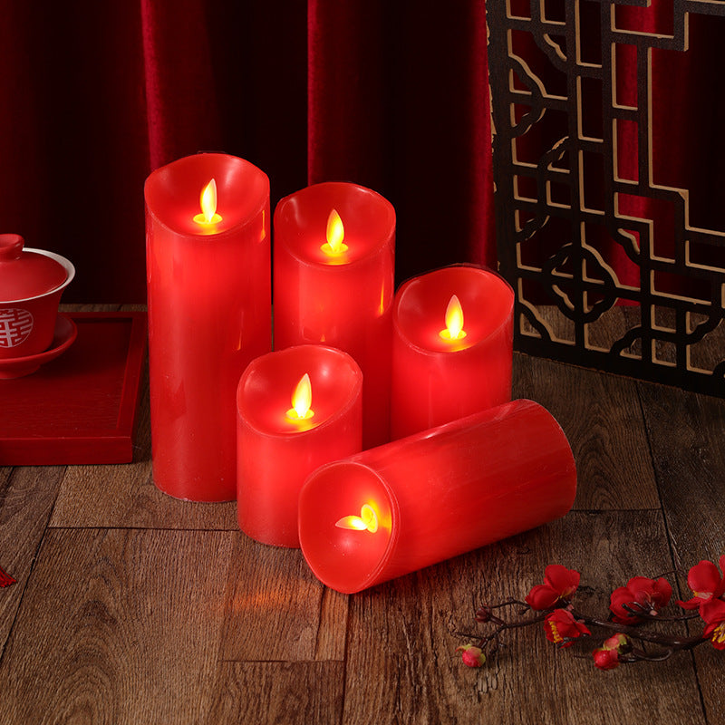 Realistic Wax-Look Flameless LED Pillar Candle with Flicker Flame and Drip-Edge Top
