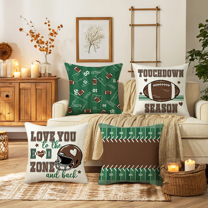 Decorative Throw Pillow Cover with American Football Field Print