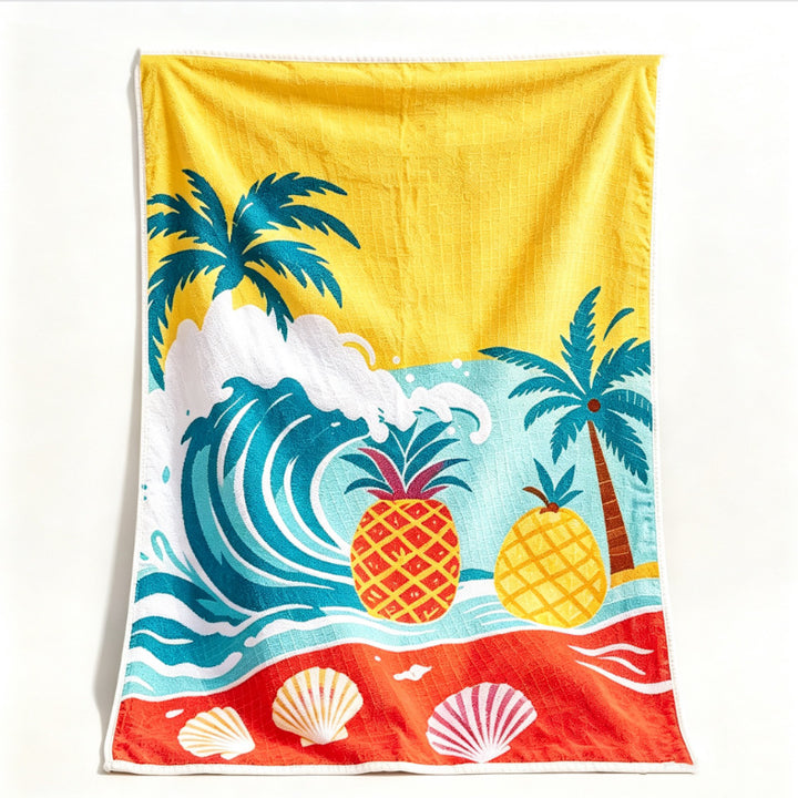 Beach blanket with tropical motif and high-quality waffle structure Stornfield