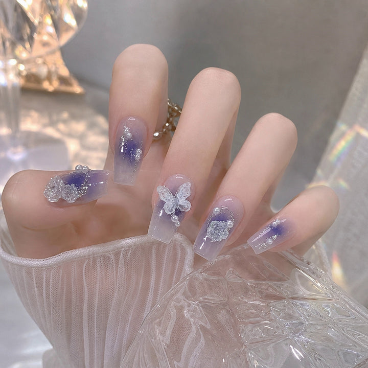 Artistic Butterfly-Embellished Press-On Nail Extensions Stornfield