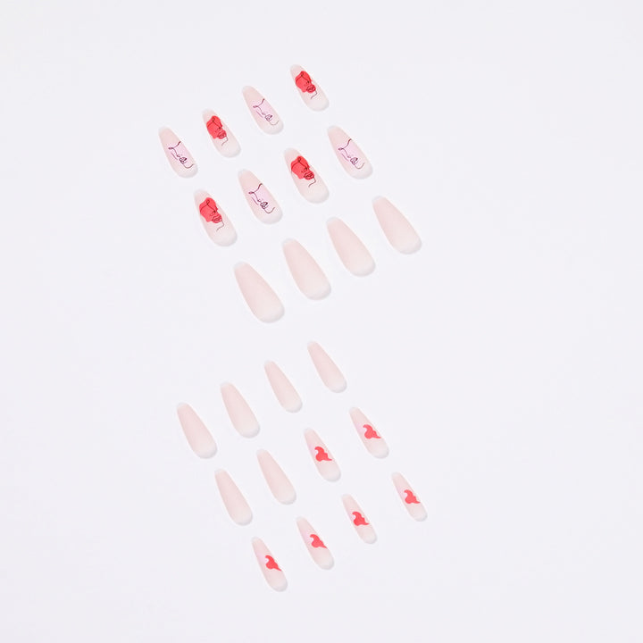 Artful Nail Extensions with Abstrahized Face Drawing Stornfield