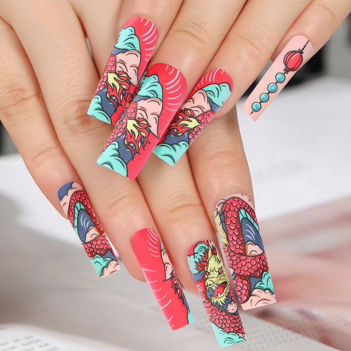 Creative artificial nails in Asian dragon design Stornfield