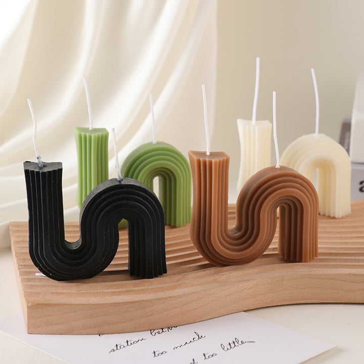 Sculptural Ribbed U-Arch Decorative Soy Wax Candle