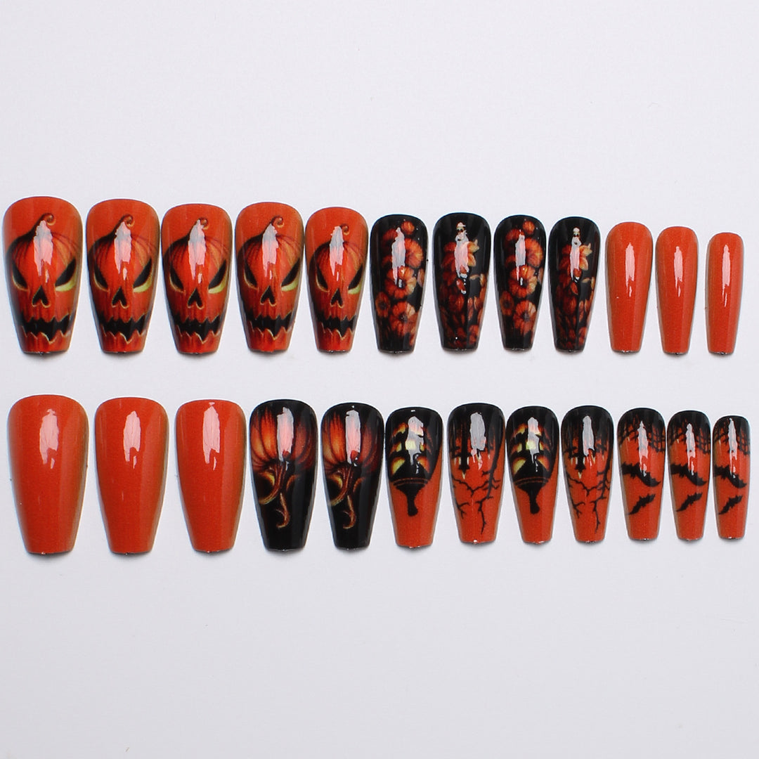 Creative nail art set with Halloween motif and glowing design Stornfield