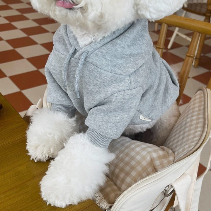 Small Dog Fleece Lined Hooded Jacket with Pom Trim