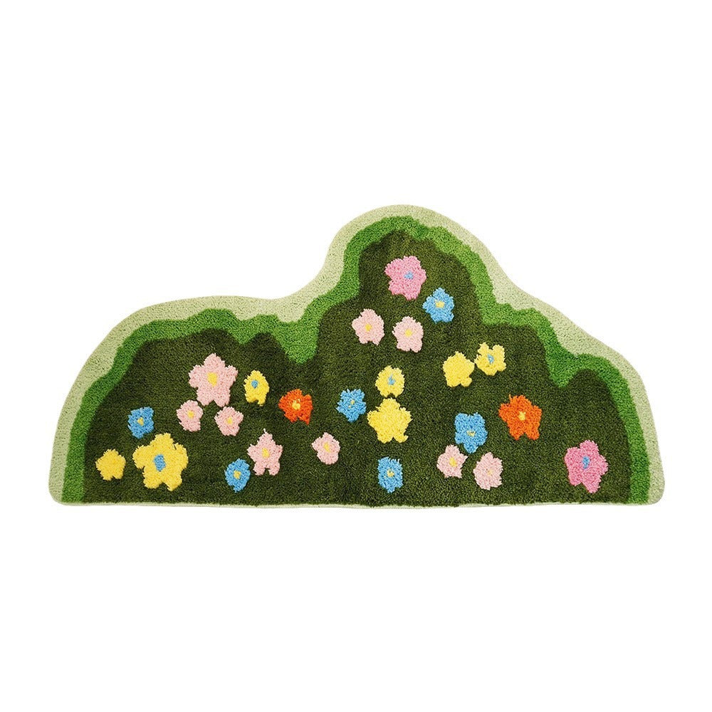Floral Meadow Tufted High-Pile Microfiber Non-Slip Runner Rug