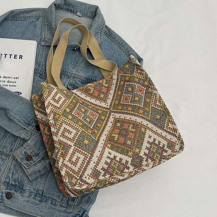 Handcrafted Geometric Patterned Tote Bag