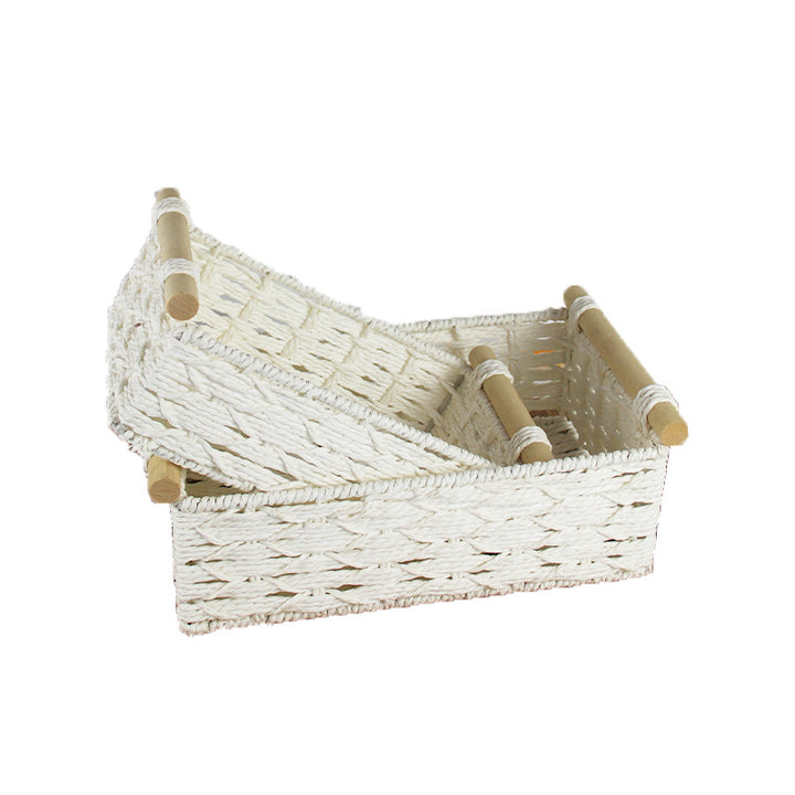 Handcrafted Woven Storage Basket with Wooden Handles Stornfield