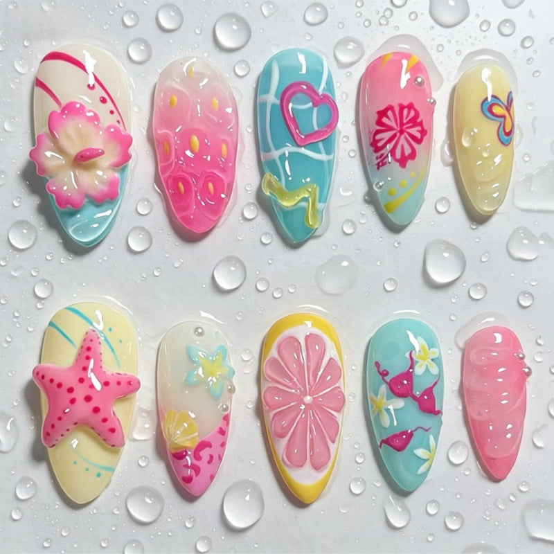 Artistic Ocean-Inspired Press-On Nail Set Stornfield