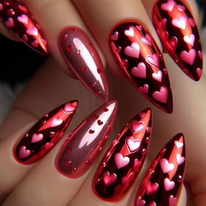 Artificial nails with Romantic Heart Design Stornfield