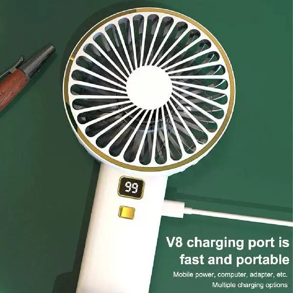 Unisex one size compact rechargeable portable fan with digital battery level indicator and charging station Stornfield