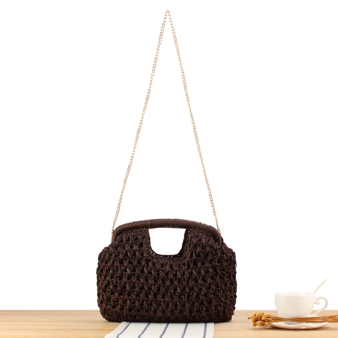 Handbag made of naturally untreated woven material with elegant chain embellishment Stornfield