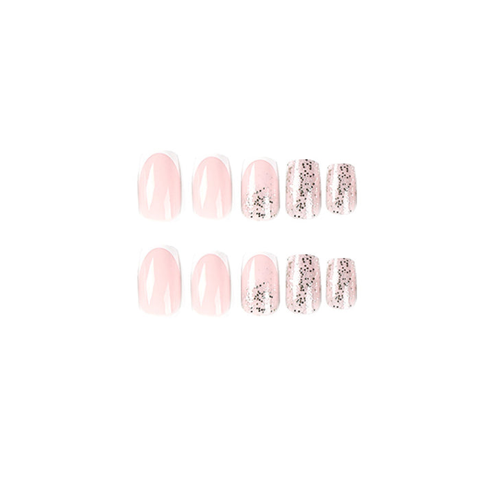 Artistic Nail Extensions with Glitter and French Tips Stornfield