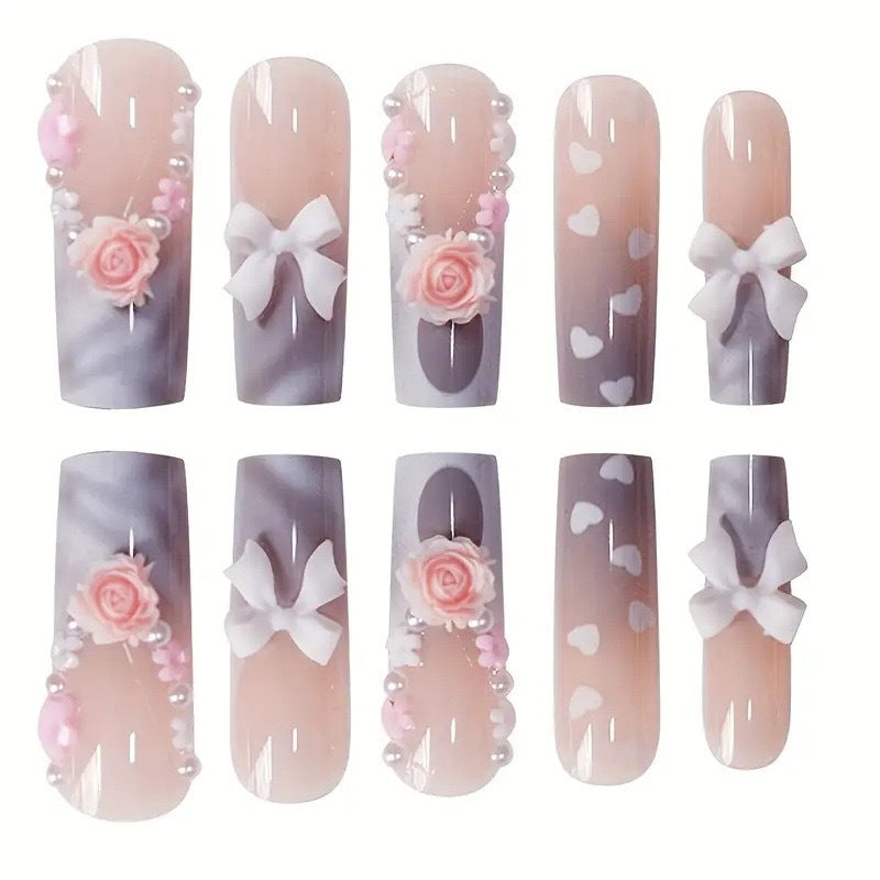 Decorative Long Sculpted Nail Art Extensions Stornfield