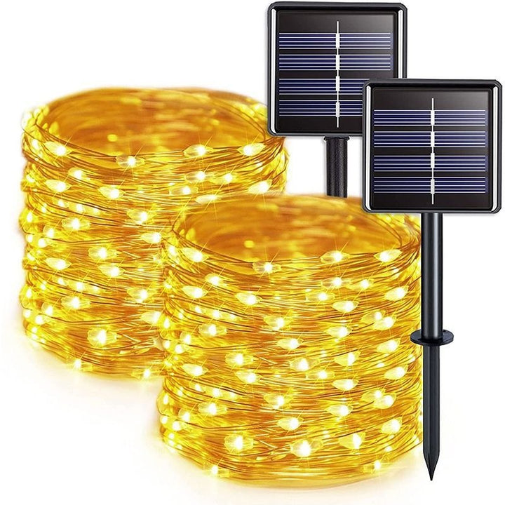 Solar Copper Wire Fairy String Lights With Dual Stake Panels Stornfield