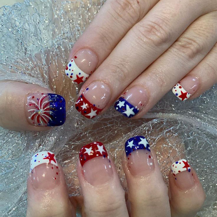 Patriotic Themed Gel Nail Art Extensions Stornfield