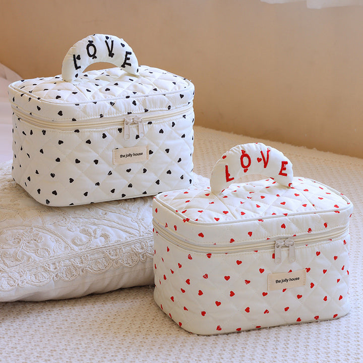 Cosmetic Storage Bag with Padded Design and Cute Heart Motif Stornfield