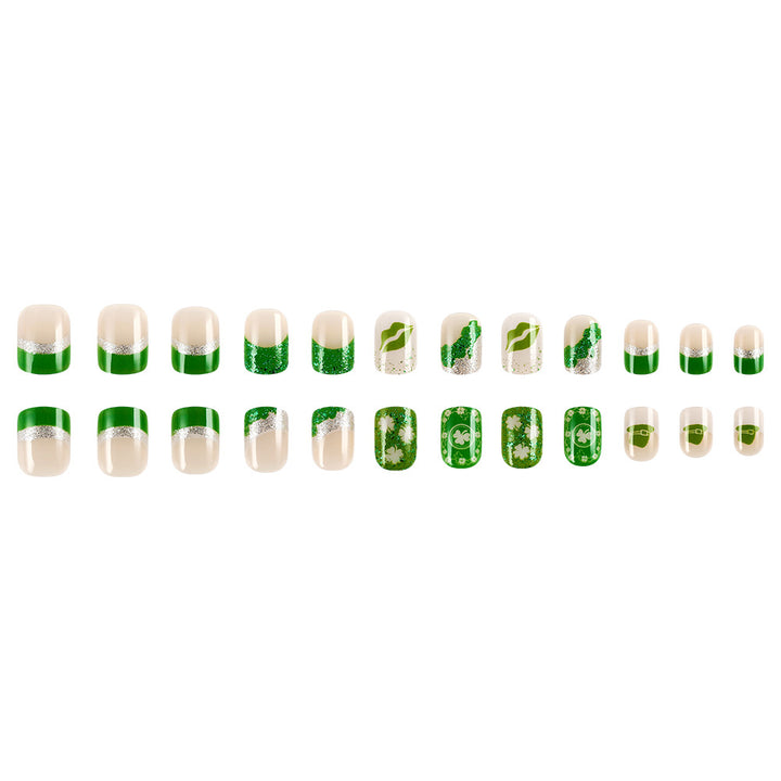 Festive Green-Themed Press-On Nail Set Stornfield