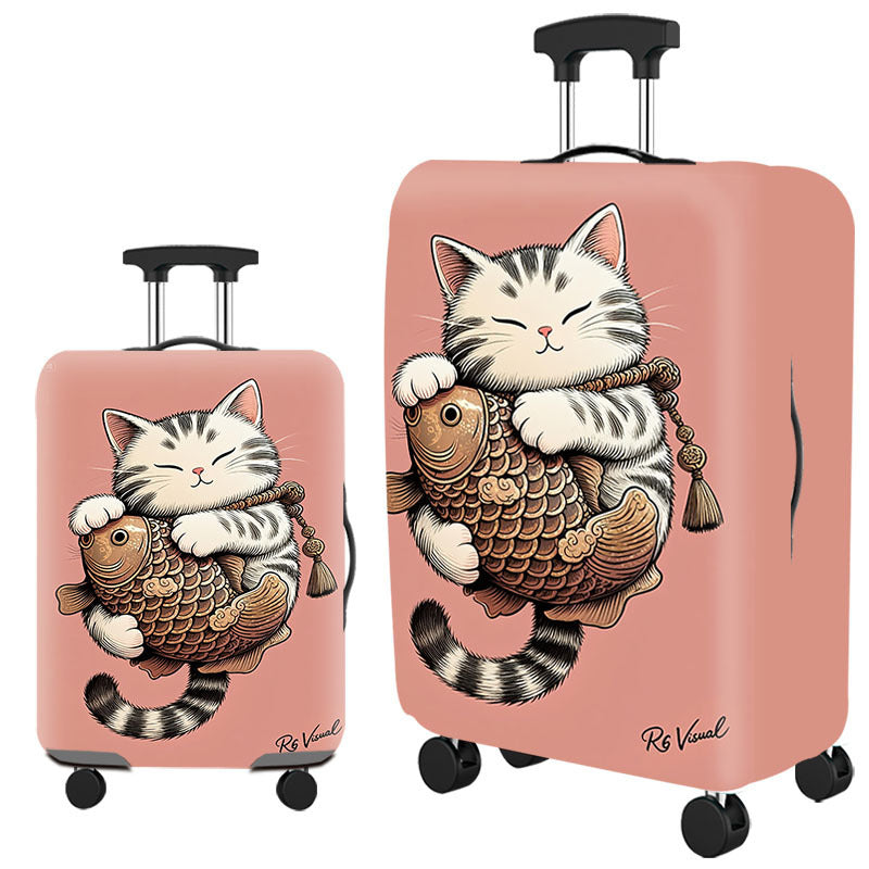Unisex hard shell suitcase with a playful cat design Stornfield