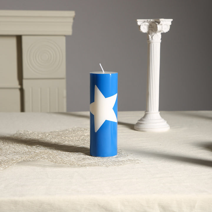 Patriotic Americana Flag-Pattern Decorative Pillar Candle