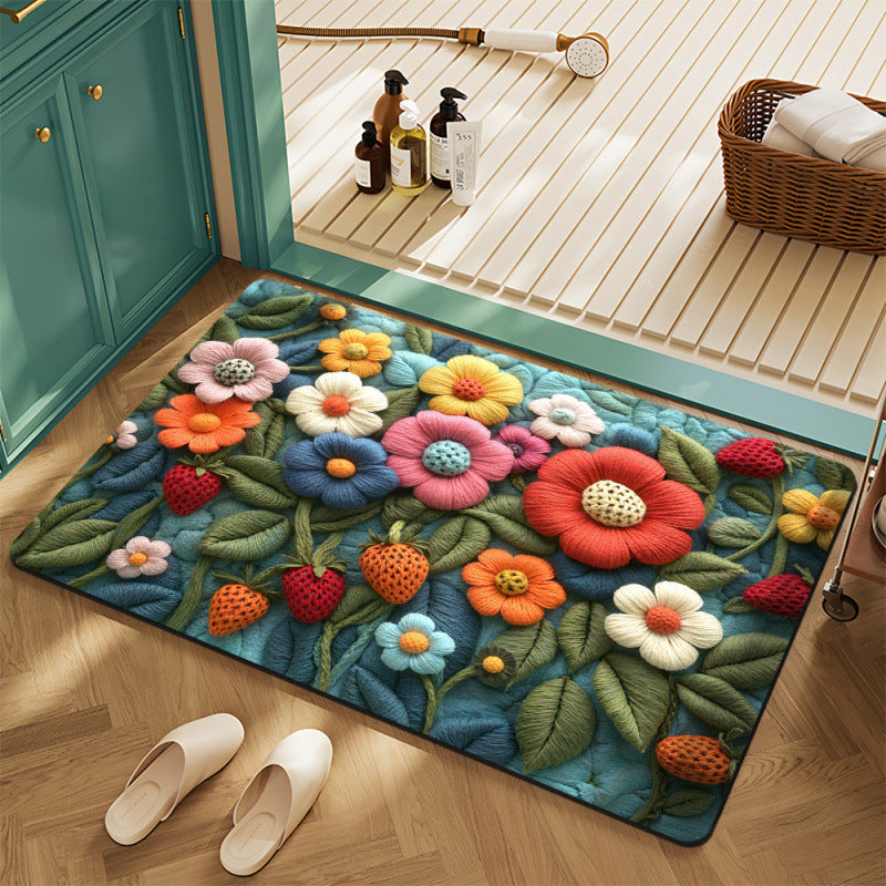Floral Motif Bath Mat Stornfield