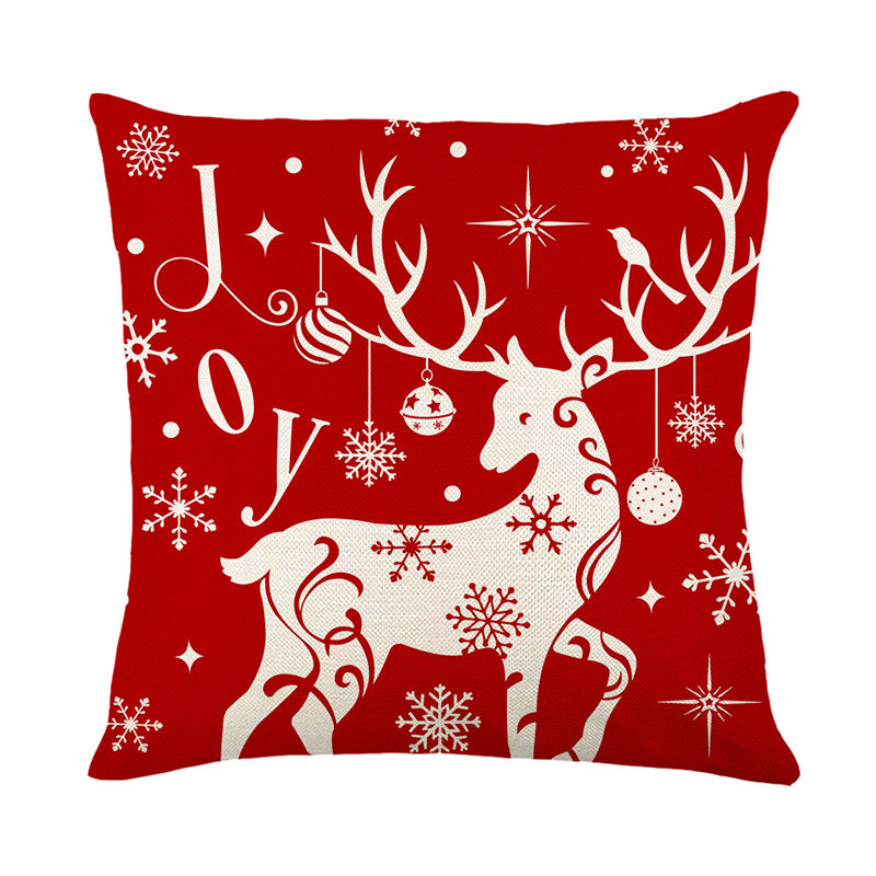 Festive Holiday Decorative Throw Pillow Cover Linen-Finish Christmas Tree Pattern