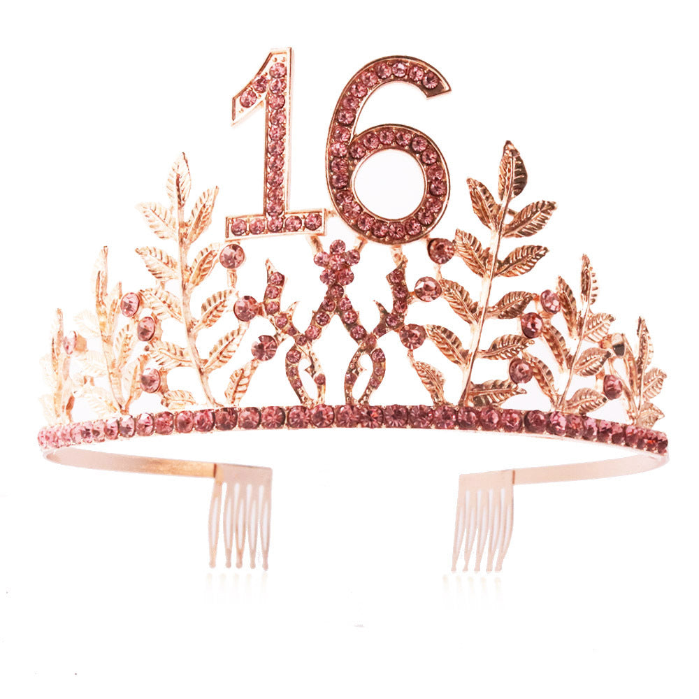Women's Glamorous Birthday Crown with Shining Rhinestones Stornfield