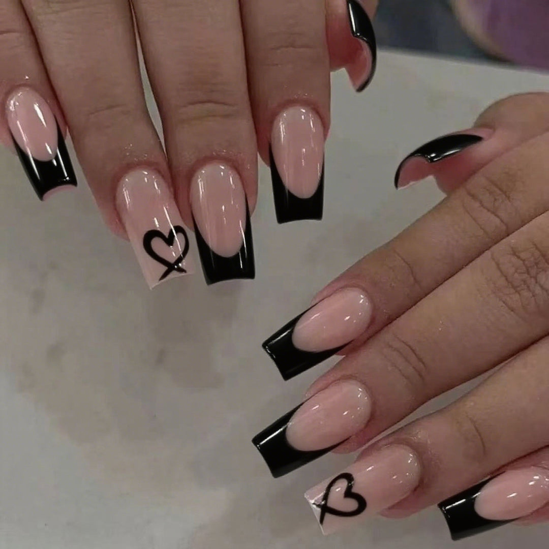 Heart-Embellished Gradient Nail Art Design Stornfield