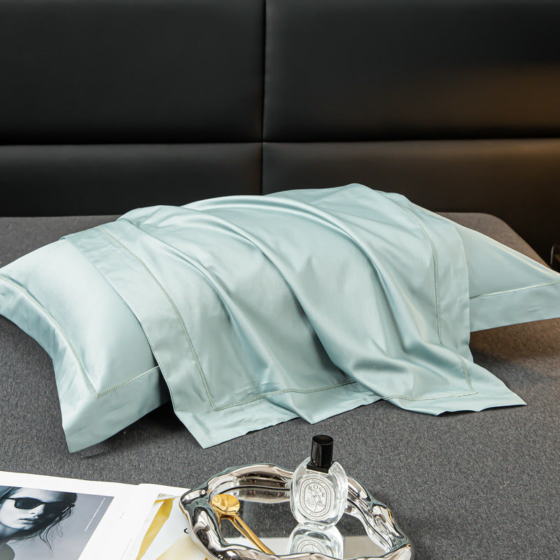 Luxurious satin cushion cover with decorative double piping