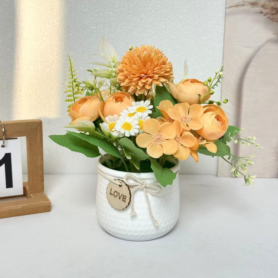 Floral Centerpiece with Decorative Pot for Home Decor